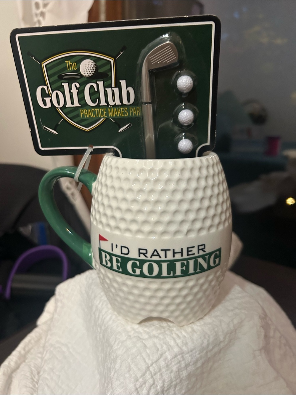 I'd Rather Be Golfing Ceramic Mug with Green Handle -